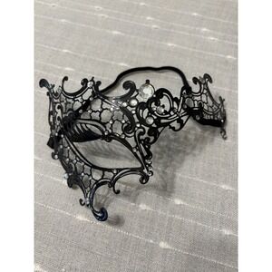 Bling Rhinestone Face Black Mask For Halloween Costume Party Mardi Gras Ball